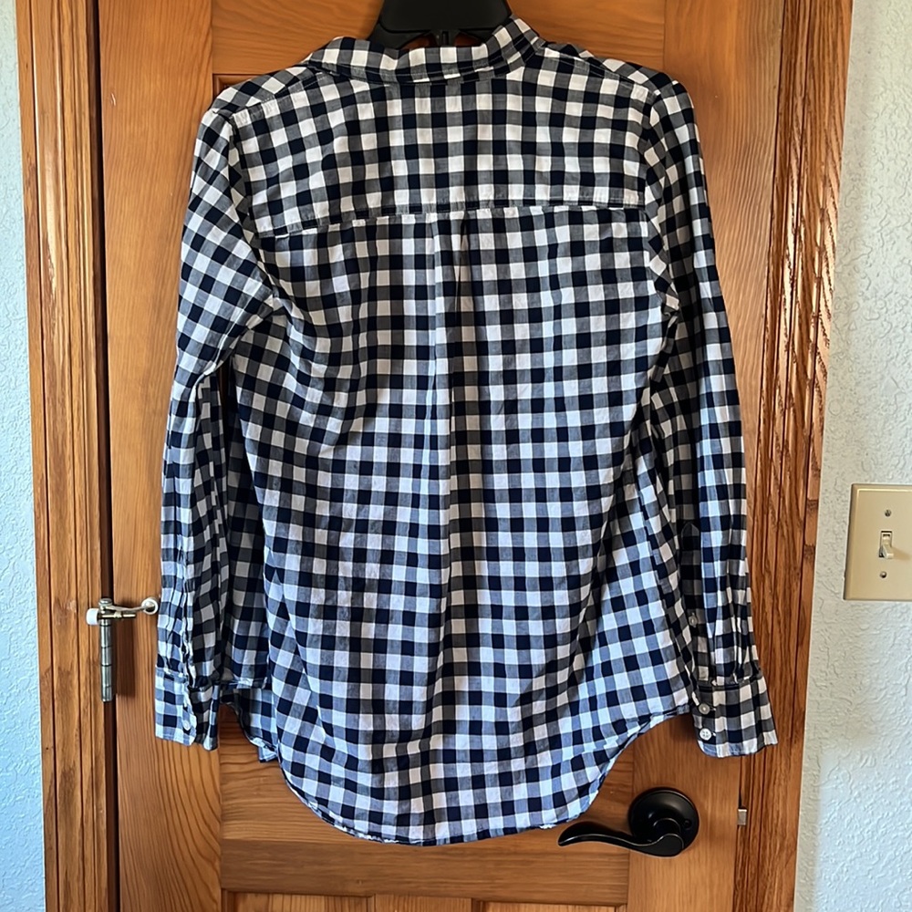 I. Crew Factory Navy Gingham Button-Down - image 3